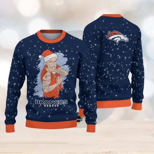 Denver Broncos Christmas Santa Claus Tattoo Limited Edition Ugly Sweater