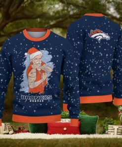 Denver Broncos Christmas Santa Claus Tattoo Limited Edition Ugly Sweater