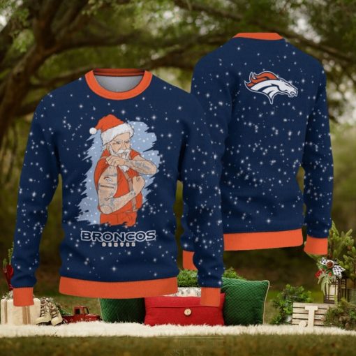 Denver Broncos Christmas Santa Claus Tattoo Limited Edition Ugly Sweater