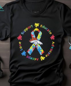 Denver Broncos Love Support Educate Advocate Accept Autism Awareness Shirt