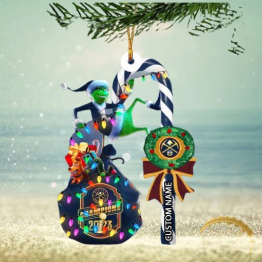 Denver Nuggets NBA Grinch Candy Cane Personalized Xmas Gifts Christmas Tree Decorations Ornament