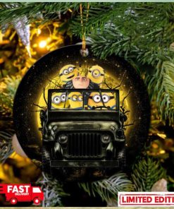 Despicable Me Gru And Minions Ride Jeep Funny Halloween Moonlight Perfect Gift For Holiday Ornament
