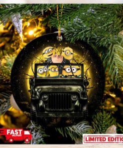 Despicable Me Gru And Minions Ride Jeep Funny Halloween Moonlight Perfect Gift For Holiday Ornament