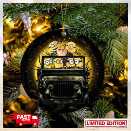 Despicable Me Gru And Minions Ride Jeep Funny Halloween Moonlight Perfect Gift For Holiday Ornament
