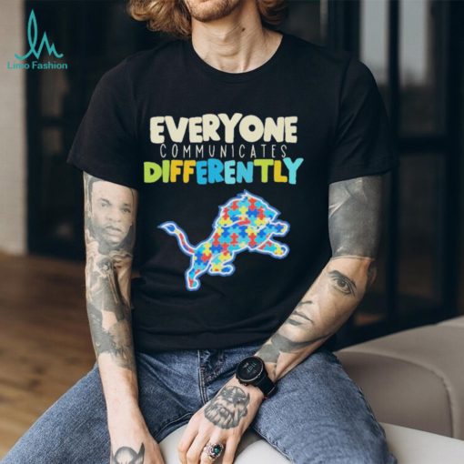 Detroit Lions Autism awareness everyone communicates differently shirt