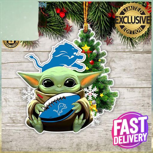 Detroit Lions Baby Yoda NFL Christmas Tree Decorations Ornament