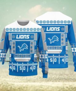 Detroit Lions Christmas Ball Snowfalke Pattern Knitted Sweater