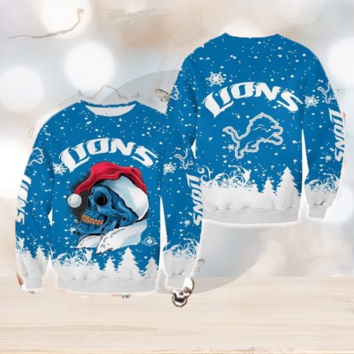 Detroit Lions Christmas Skull Snowboard Halloween Ugly Sweater For Men And Women Gift Christmas