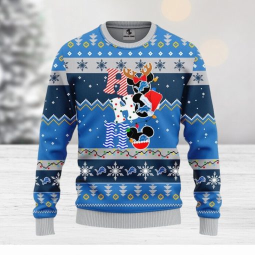 Detroit Lions HoHoHo Mickey Christmas Ugly Sweater Christmas Gift Ideas For Fans