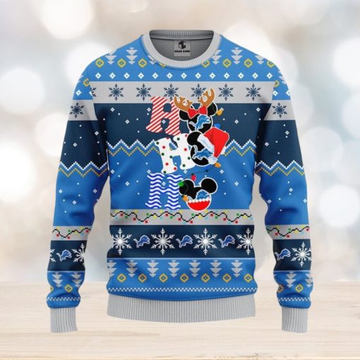 Detroit Lions HoHoHo Mickey Christmas Ugly Sweater Christmas Gift Ideas For Fans