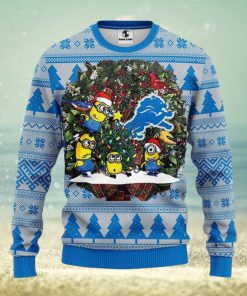 Detroit Lions Minion Christmas Ugly Sweater 3D Christmas Xmas Sweater