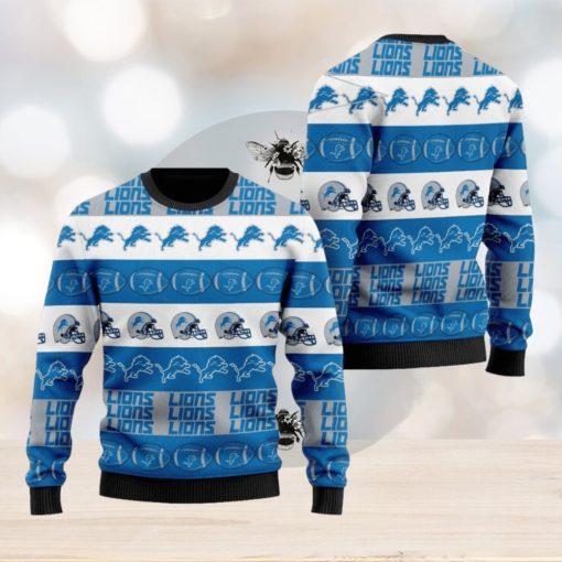 Detroit Lions NFL American Football Team Logo Helmet Symbols Ugly Christmas Sweater