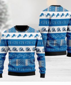 Detroit Lions NFL American Football Team Logo Helmet Symbols Ugly Christmas Sweater