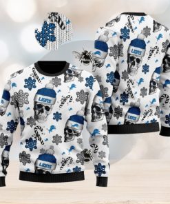 Detroit Lions NFL Football Team Santa Skulls Knitted Christmas Sweater AOP Holiday