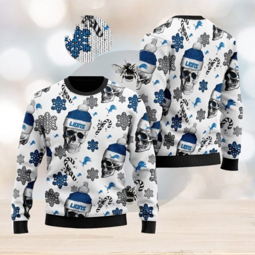 Detroit Lions NFL Football Team Santa Skulls Knitted Christmas Sweater AOP Holiday