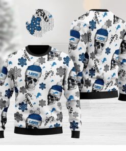 Detroit Lions NFL Football Team Santa Skulls Knitted Christmas Sweater AOP Holiday