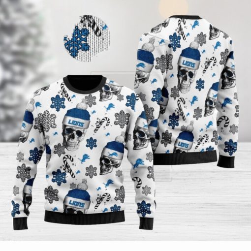 Detroit Lions NFL Football Team Santa Skulls Knitted Christmas Sweater AOP Holiday