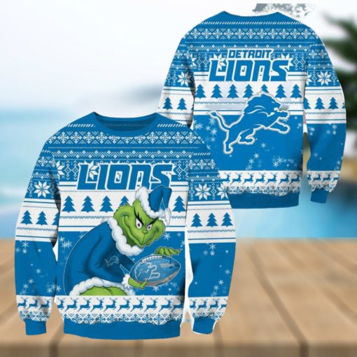 Detroit Lions NFL Grinch Christmas Ugly Sweater Fans Gift Funny For Men And Women