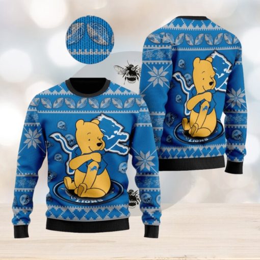 Detroit Lions NFL Winnie the Pooh Knitted Christmas 3D Sweater For Fans