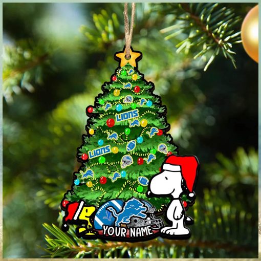 Detroit Lions Personalized Your Name Snoopy And Peanut Ornament Christmas Gifts For NFL Fans SP161023139ID03