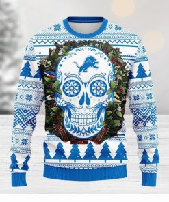 Detroit Lions Skull Flower Ugly Christmas Ugly Sweater Sport Christmas Gift Ideas