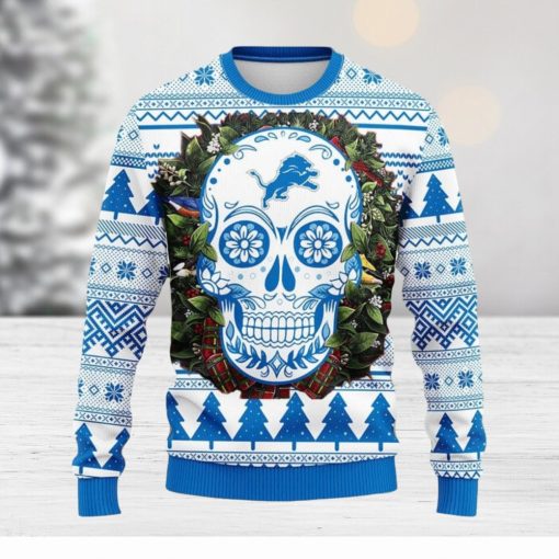 Detroit Lions Skull Flower Ugly Christmas Ugly Sweater Sport Christmas Gift Ideas