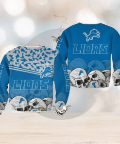 Detroit Lions Skull Hygge Halloween Ugly Sweater For Men And Women Gift Christmas