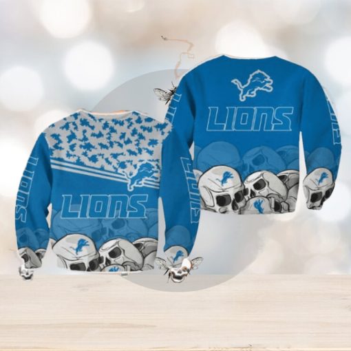 Detroit Lions Skull Hygge Halloween Ugly Sweater For Men And Women Gift Christmas