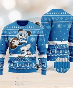 Detroit Lions Ugly Christmas Sweater Mickey Mouse The Decisive Throw Unisex Sweater