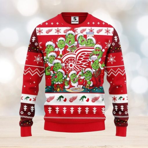 Detroit Red Wings 12 Grinch Xmas Day Christmas Ugly Sweater 3D Christmas Xmas Sweater