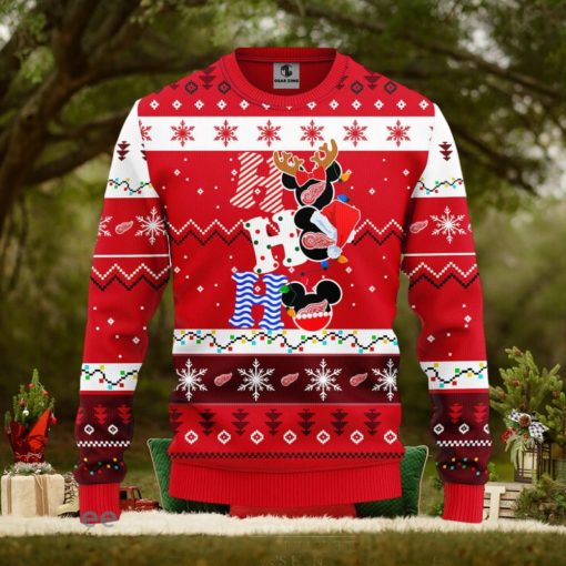 Detroit Red Wings Hohoho Mickey Christmas Ugly Sweater