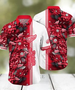 Detroit Red Wings NHL Hawaiian Shirt Custom Blooming Flowers Aloha Shirt