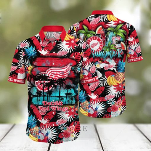 Detroit Red Wings NHL Hawaiian Shirt Daylighttime Aloha Shirt