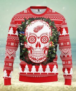 Detroit Red Wings Skull Flower Ugly Christmas Ugly Sweater 3D Christmas Xmas Sweater