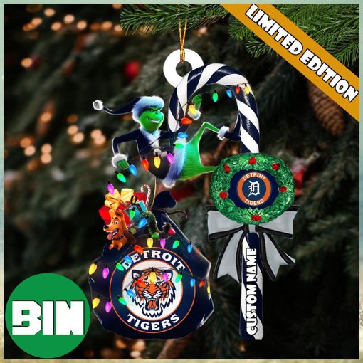 Detroit Tigers MLB Custom Name Grinch Candy Cane Tree Decorations Xmas 2023 Gift Christmas Ornament_41584534 1
