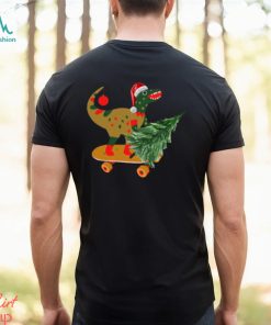 Dinosaur On Skateboard Carries Christmas Tree Classic Shirt