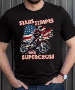 Dirt Bike USA Flag _ Stars Stripes Motorcross Motorbike T Shirt - Limotees