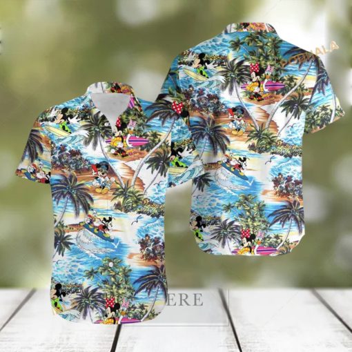 Disney Mickey Mouse Surfing Tropical Hawaiian Shirt