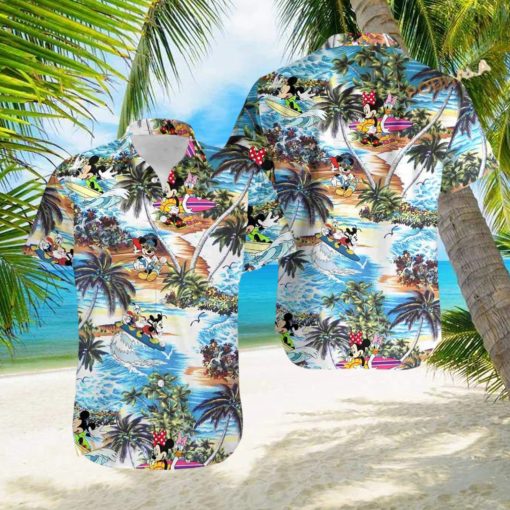 Disney Mickey Mouse Surfing Tropical Hawaiian Shirt