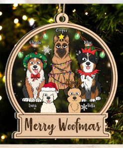 Dog Lovers Merry Woofmas Christmas Gift For Dog Lovers Personalized 2 Layered Mix Ornament