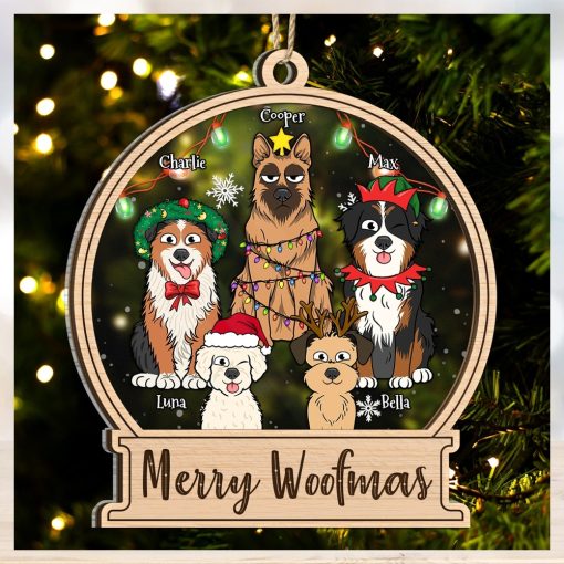 Dog Lovers Merry Woofmas   Christmas Gift For Dog Lovers   Personalized 2 Layered Mix Ornament