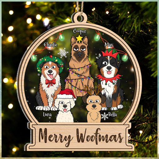 Dog Lovers Merry Woofmas   Christmas Gift For Dog Lovers   Personalized 2 Layered Mix Ornament