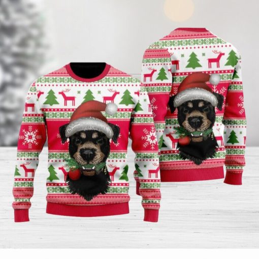 Dog Santas Hat Holiday Time Pattern Ugly Christmas Sweater Funny Gift For Men And Women Family Holidays