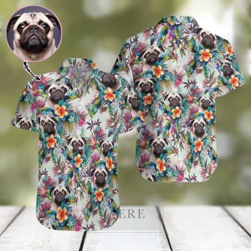 Dog With Tropical Flowers Custom Hawaiian Shirt