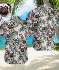 Dog With Tropical Flowers Custom Hawaiian Shirt