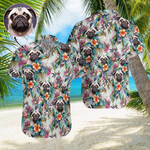 Dog With Tropical Flowers Custom Hawaiian Shirt