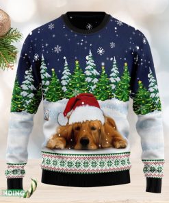 Dreaming Golden Retriever Under Snow Ugly Christmas Sweater Family Christmas Gift