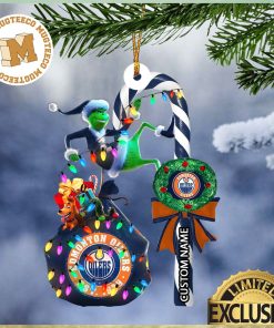 Edmonton Oilers NHL Grinch Candy Cane Personalized Xmas Gifts Christmas Tree Decorations Ornament_8321911 1