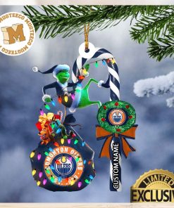Edmonton Oilers NHL Grinch Candy Cane Personalized Xmas Gifts Christmas Tree Decorations Ornament_8321911 1
