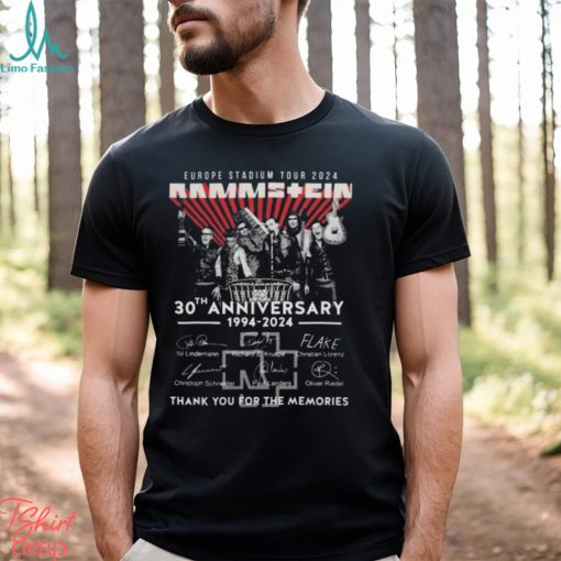 Europe Stadium Tour 2024 Rammstein Merch, Rammstein 30th Anniversary 1994 – 2024 Thank You For The Memories Signatures Shirt T Shirt Hoodie